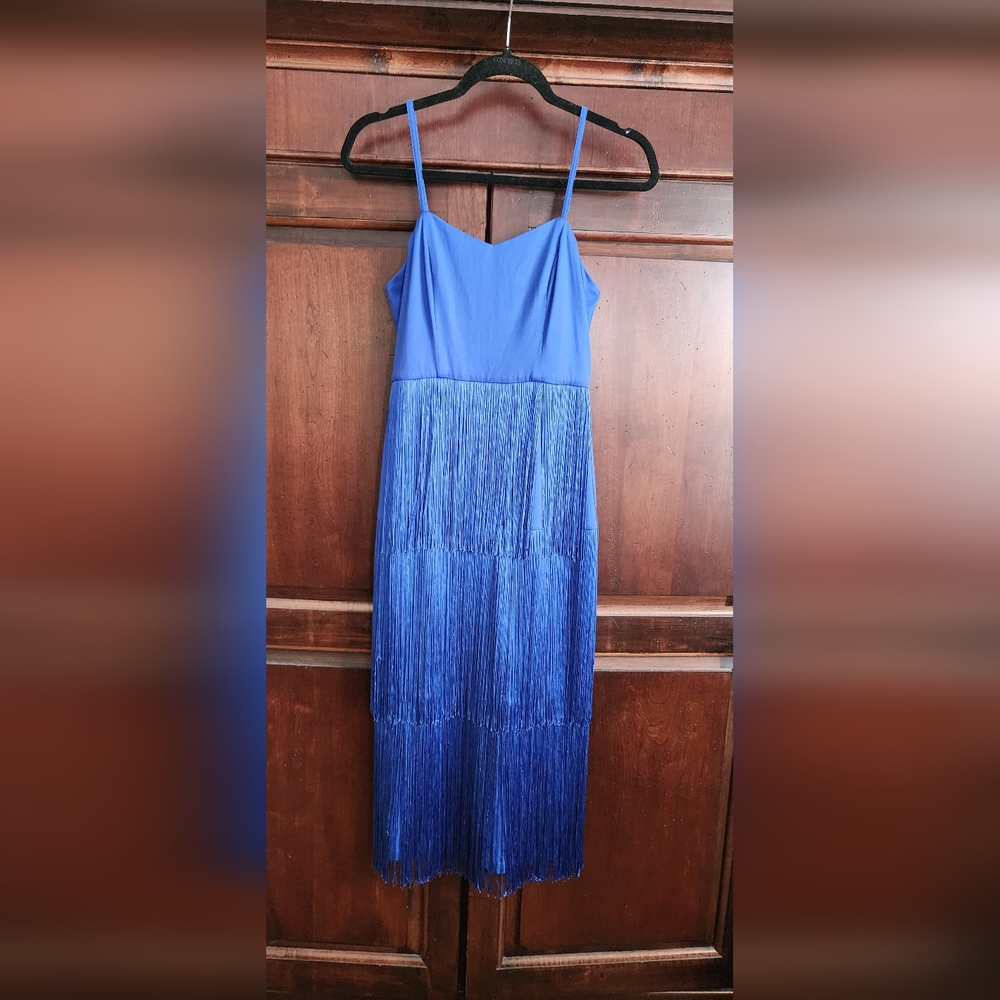 Hutch, Jersey Fringed Midi, Adjustable Straps, Back Zip, NWOT. Offers Welcome!